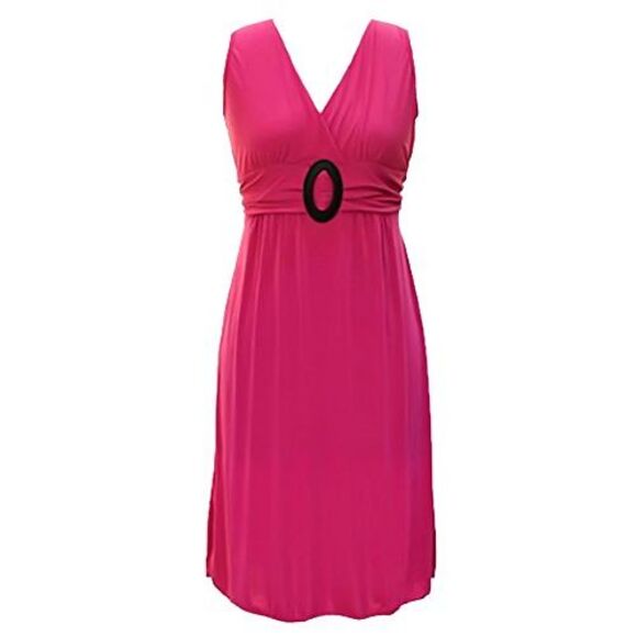 Sleeveless Empire Waist Midi Dress With Oval Buckle - Picture 3 of 4